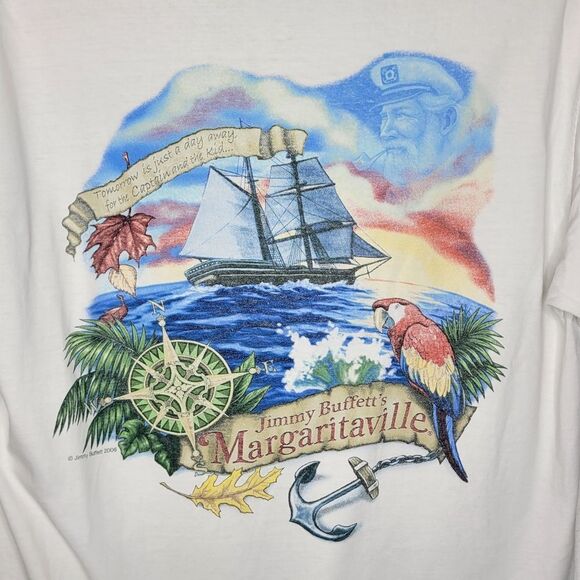 Y2K Jimmy Buffett's Margaritaville White Short Sleeve Tee Shirt Size Large - Picture 10 of 11